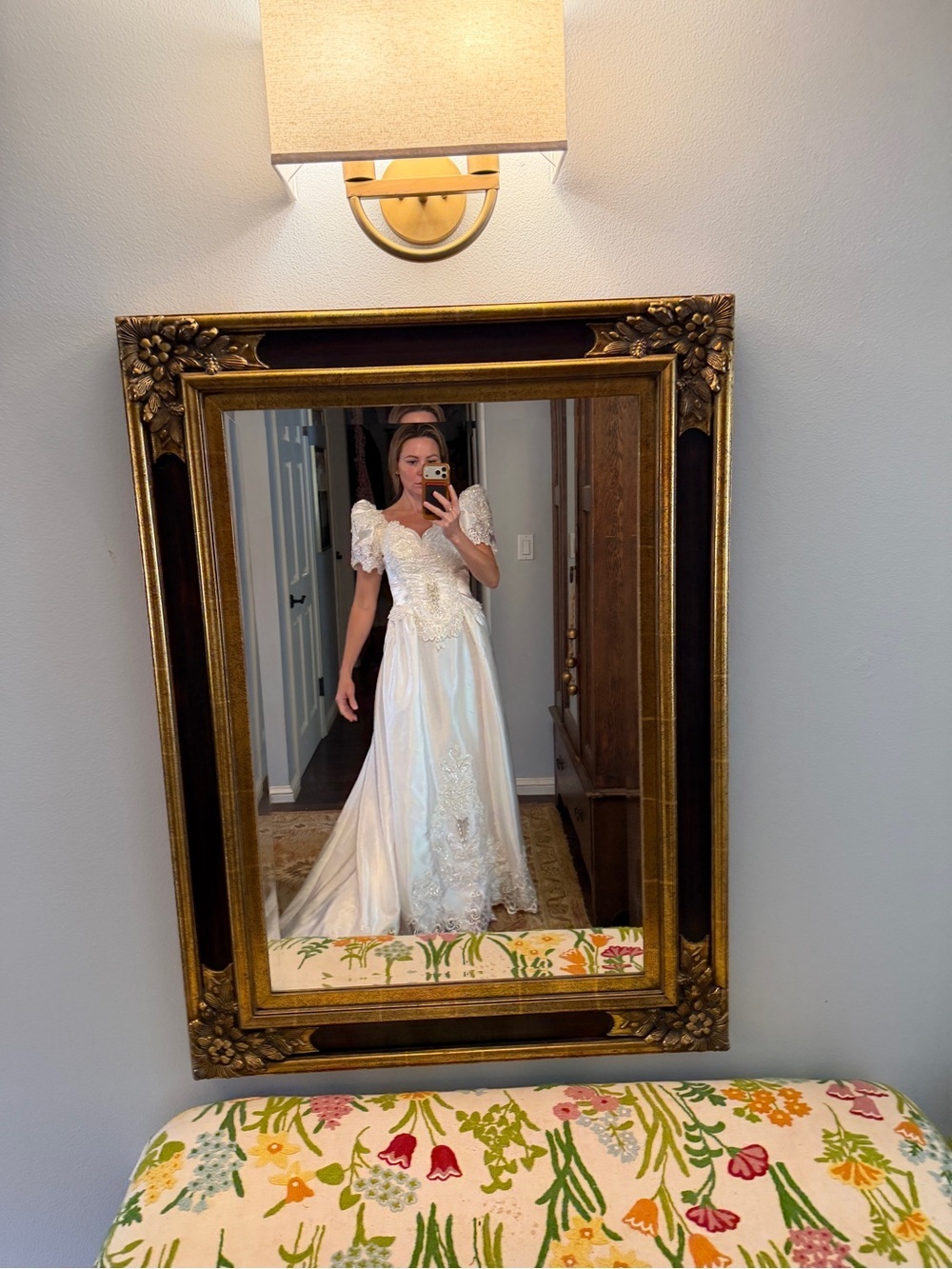 Vintage White Bridal Dress with Lace and Beaded Detail